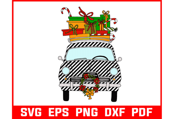 Download London Cab with Christmas Gift Svg - Gift Collection