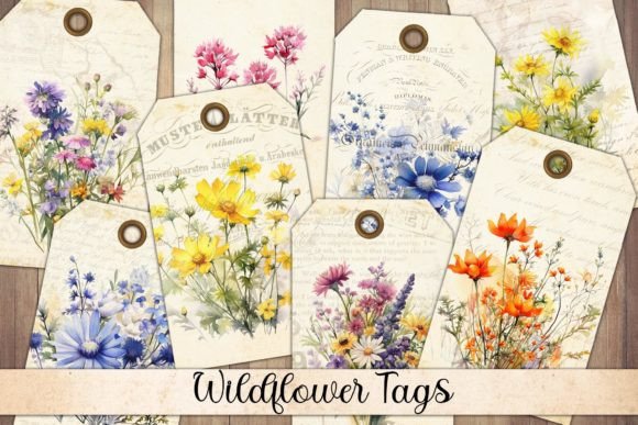 Download Vintage Wildflower Gift Tags Ephemera - Gift Collection