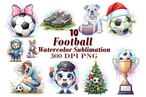 Download Cute Football Watercolor Sublimation - Premium Resources