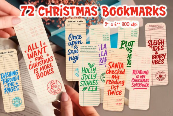 Download Retro Christmas Library Card Bookmark - Premium Resources